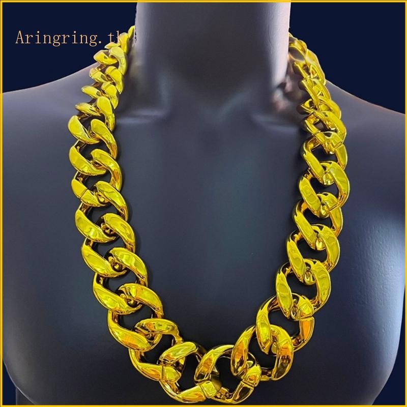 ริน ประกายสร้อยคอโซ่ทองเทียม 90ส ฮิปฮอปสร้อยคอเครื่องแต่งกายทองปลอม