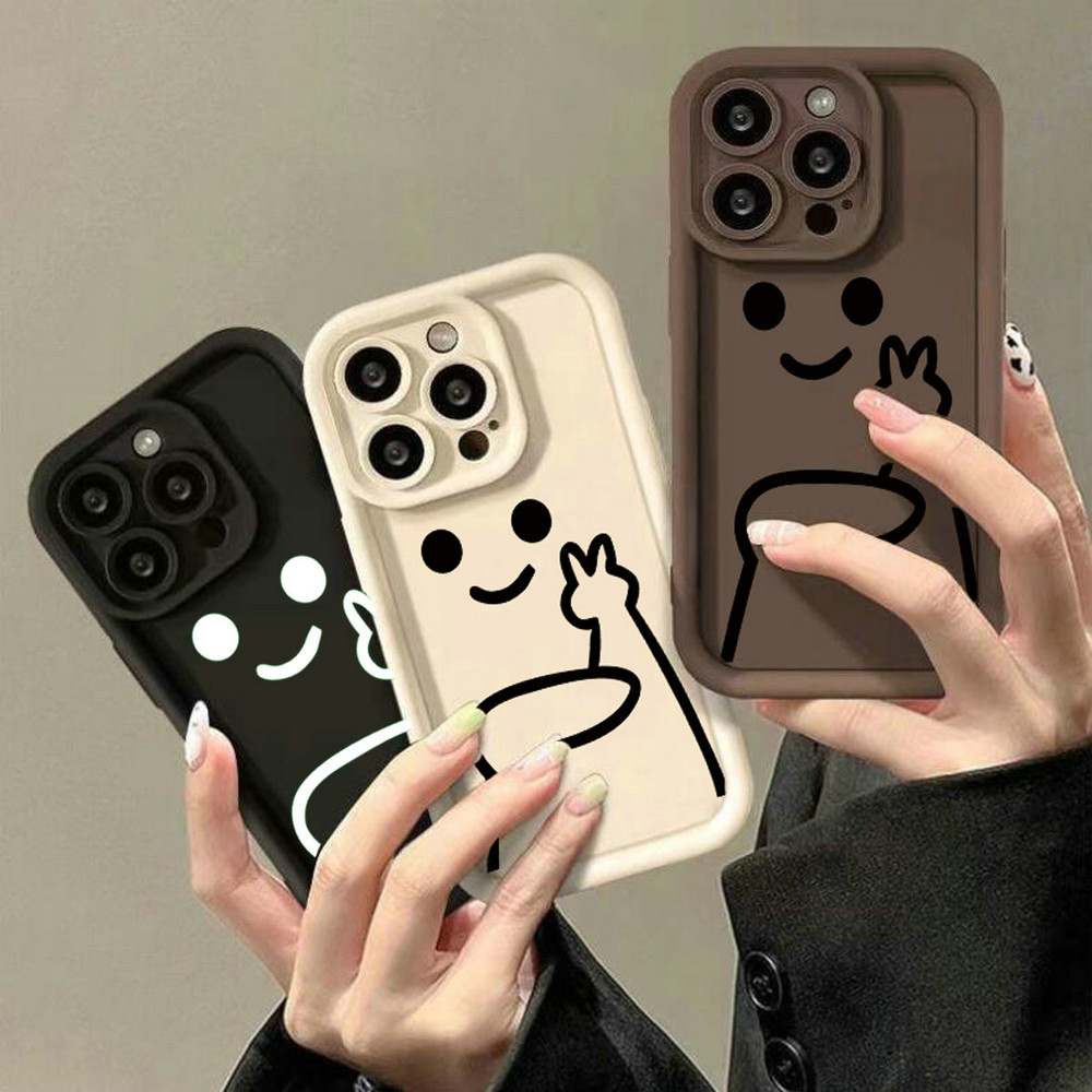 JG| เคส สำหรับ OPPO A1K A3s A12e A7 A5S A12 A15 A15S A16 A16K A16e A17 A18 A38 A31 A5 A9 2020 A52 A92 A33 A53 A54 A55 A57 A58 A60 A74 A76 A77 A77S A78 A79 A83 A91 A93 A94 A95 A96 A98 F9 F11 Pro Simple lines Painting Victory Peace Sign Soft Angel Eyes Case