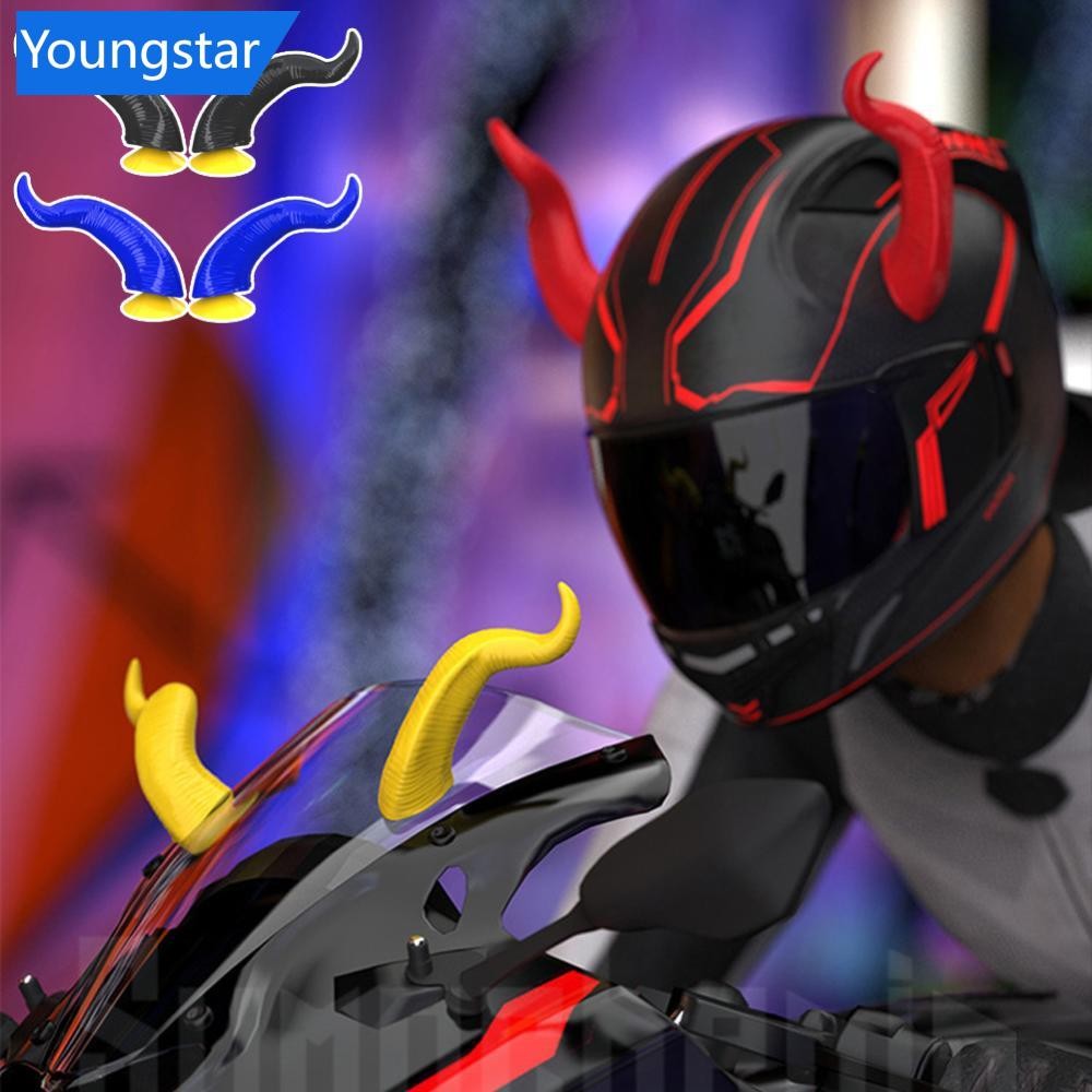 Ys 2 ชิ้นหมวกกันน็อครถจักรยานยนต์ตกแต่ง Devils Horns สไตล์หมวกกันน็อครถมอเตอร์ไซด์อุปกรณ์เสริมสติกเก