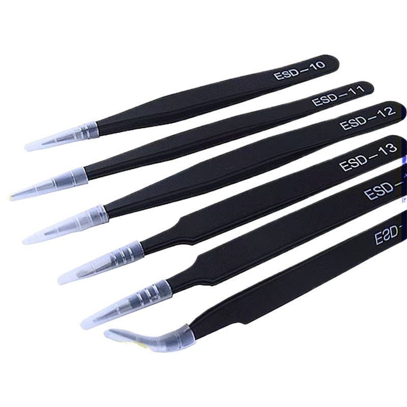 แหนบ ESD10/11/12/13/14/15/16 Anti-Static Hardened Pointed แหนบสแตนเลสสีดํา 1.5 หนายี่ห้อใหม่