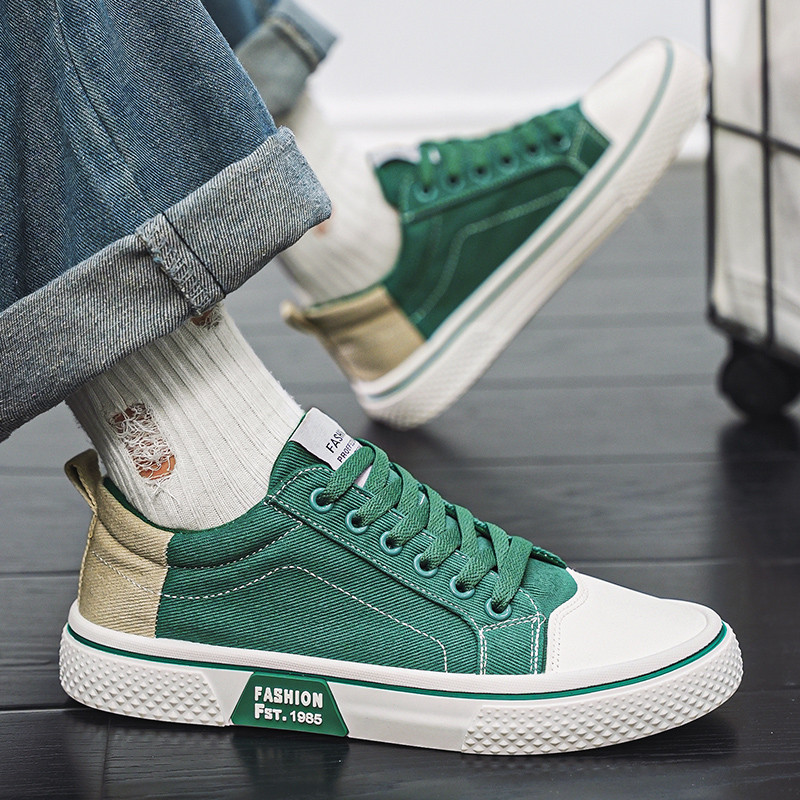 รองเท้าผู้ชายรองเท้าผ้าใบแฟชั่นรองเท้าผ้าใบ Lace-Up รองเท้ากลางแจ้งเดินรองเท้า Casual All-Match รองเท้ารองเท้าแบนกีฬารองเท้า