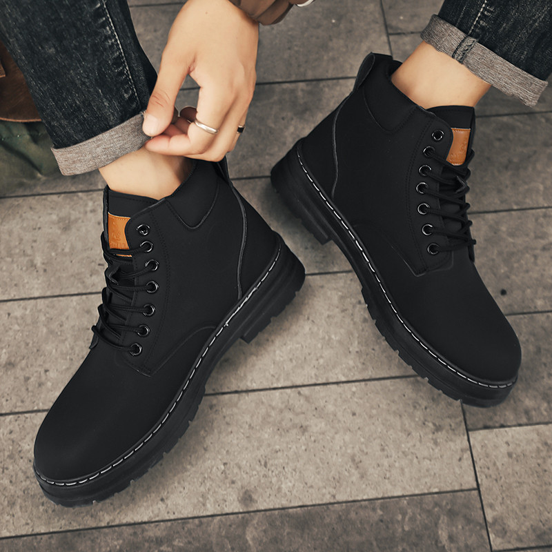 รองเท้าผู้ชาย Martin Boots โดยรวมรองเท้ารองเท้าเดินป่าหนา Soled ความสูง-Increasing รองเท้ารองเท้าเดินป่ากลางแจ้งรองเท้าแฟชั่นลําลองรองเท้า High-Top
