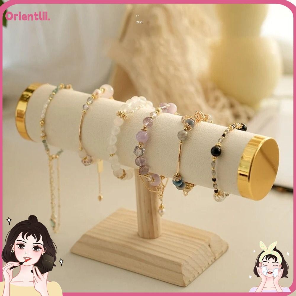 Orienttk สร้อยข้อมือยืนแสดง, ผู้หญิง T-bar เครื่องประดับผู้ถือชั้นวางโซ่, Hairband นาฬิกาสร้อยคอสะดวกกําไลข้อมือทอง Organizer Stand