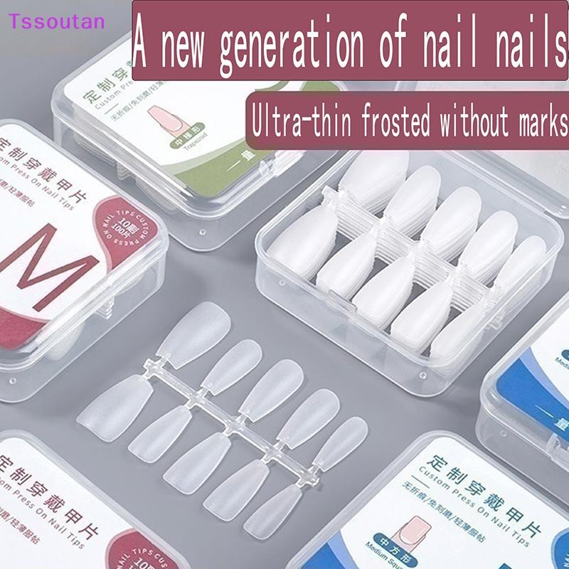 [TSST] 100 ชิ้น/กล่องแพทช์เล็บปลอมเกราะโปร่งใส Ultra Thin และ Traceless เล็บ Extension DIY Salon TAN