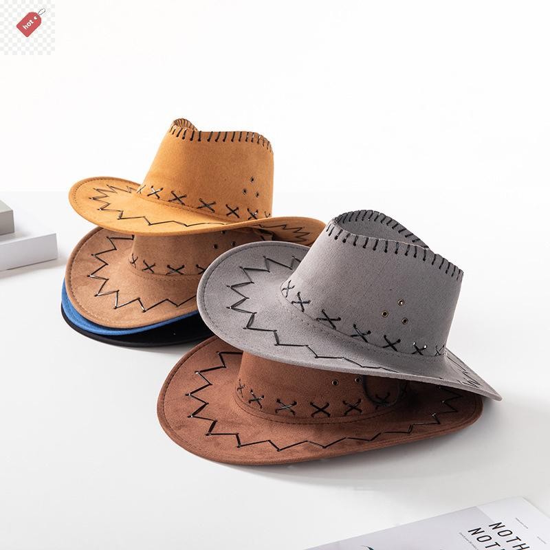 Alik ผู้หญิงผู้ชายหมวกคาวบอย Western Suede Cowgirl หมวกแฟชั่น West แฟนซีชุด Party Headwear Unisex หมวก TH