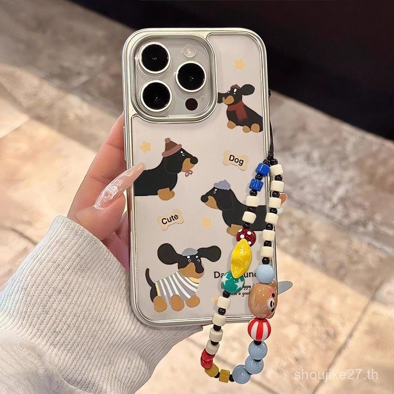 ไส้กรอกดาวสีเหลืองสำหรับสุนัขเคสโทรศัพท์มือถือ Apple 16PROMAX ชุบคริสตัลใสแบบใหม่15/14pro 13 z5uj