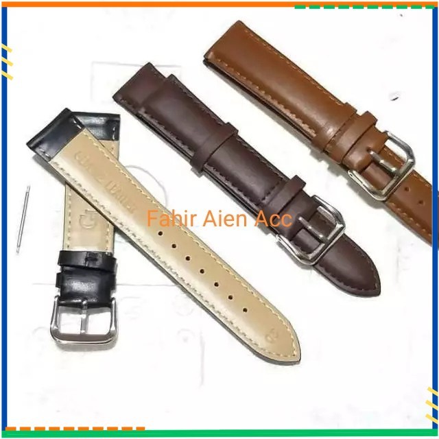 LA670 LA-670 LEATHER WATCH STRAP FREE PEN - สีน้ําตาลเข้ม 20mm
