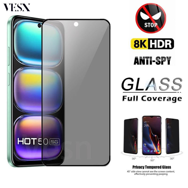 ฟิล์มกระจก เต็มจอ ใช้สำหรับ กันมองกันเสือกรุ่น Infinix Hot 50 50i 40 40i 30 30i Play NFC Note 40 40X 30 VIP 30i Smart 9 8 7 HD GT 20 10 Pro 4G 5G 2024