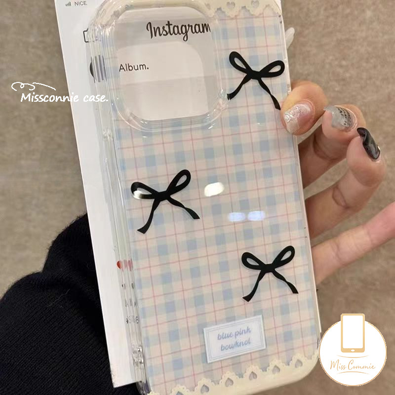 ลายสก๊อตสีฟ้าbowknotสีชมพูโบว์ดอกไม้โปร่งใสนุ่มสําหรับredmi 13C 14C 9T 13 A1 9 10 12C 10C 9C A2 9A 12 10Aหมายเหตุ13 10 10s 11s 11s 11 9 12 Pro Max Poco X6 X5 M6 M6 M3 M6 M6 M6 โปรมี 12 11