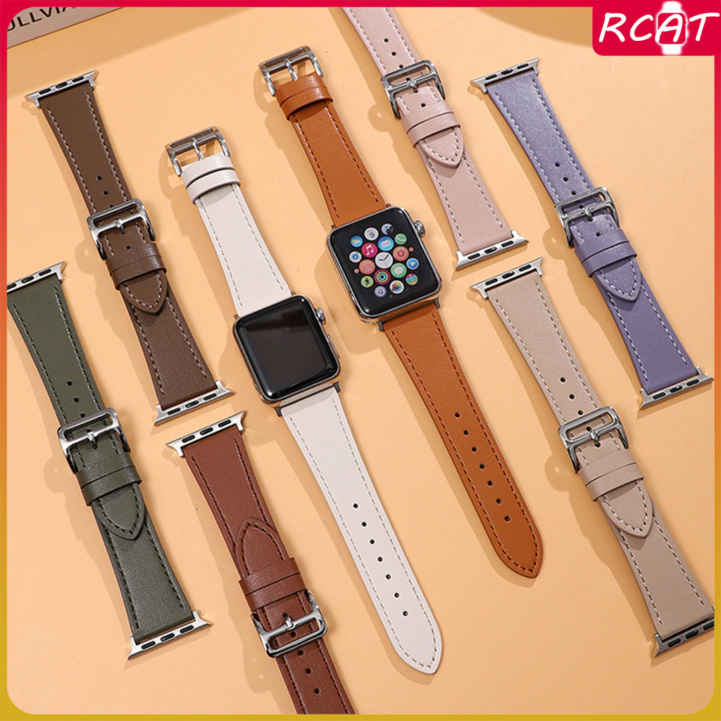 สายหนังสำหรับ for Apple Watch Ultra/SE 3 2 49 มม.45 41 44 40 42 46 มม.Smartwatch สำหรับ for iWatch Series 11 10 9 8 7 6