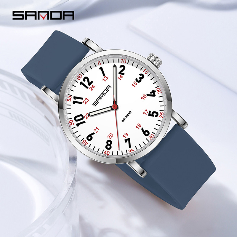 ซานดา ใหม่สีทึบควอตซ์มัลติฟังก์ชั่เวลานาฬิกากันน้ําไฟกลางคืนนาฬิกาผู้หญิง SD3267-14