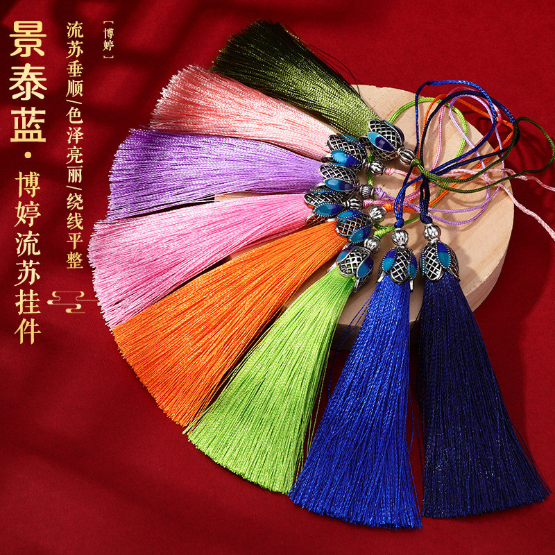 Cloisonne น้ำมันหยดหมวกโลหะผสมพู่พู่ DIY แฮนด์เมดมีหมวกโลหะผสมพู่กระเป๋าพู่