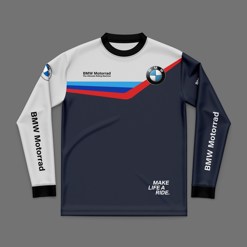 Bmw Stripe Longsleeve Jersey พิมพ์ระเหิดลําลองอเนกประสงค์ Breathable และสะดวกสบายเสื้อแขนยาวขนาดใหญ่