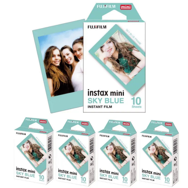 ฟิล์มฟูจิฟิล์มสำเร็จรูปสีฟ้า10-50แผ่นสำหรับกล้อง Instax Mini 12 Instax Mini แพ็คฟิล์มขนาดเล็กสำหรับก