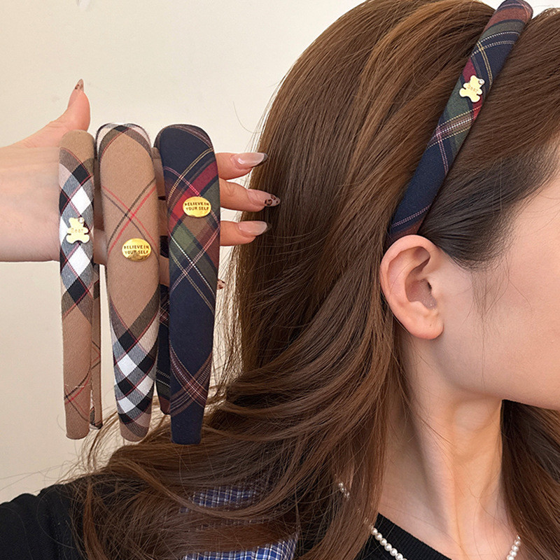 Mouga/ฤดูใบไม้ร่วงฤดูหนาว Preppy สไตล์รูปแบบแถบคาดศีรษะ High-End Western สไตล์แฟชั่น All-Match ความดันผมแถบคาดศีรษะสูง