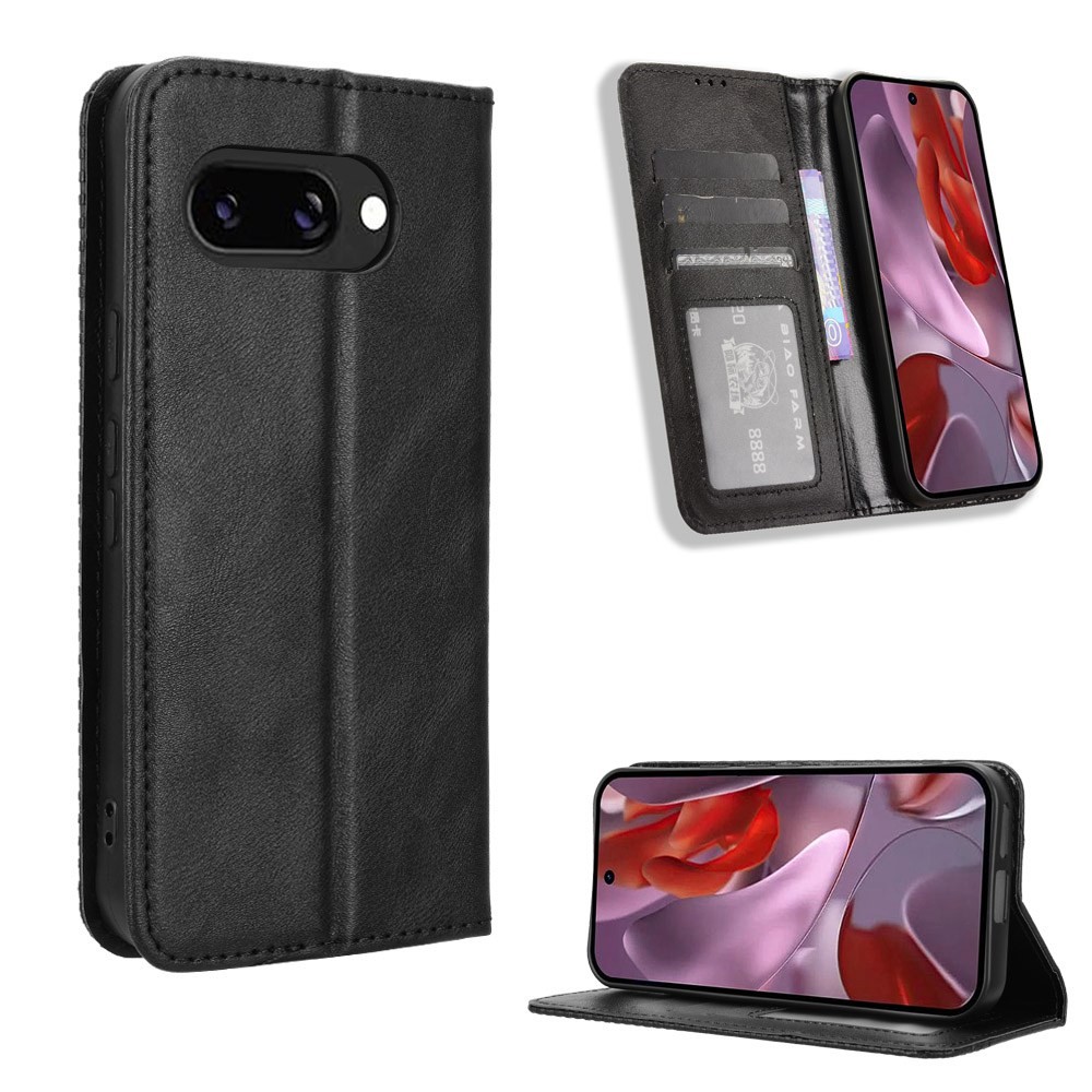 Vintage Casing Google Pixel 9A Flip Cover Magnetic Business Wallet Case Pixel9A PU Leather Cases Car