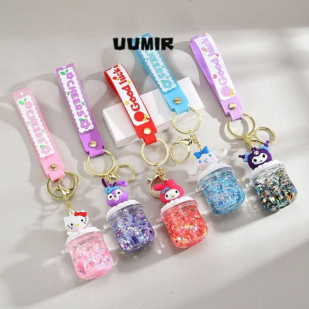SANRIO ยูมิร์ ซานริโอ พวงกุญแจ,ขวดทรายดูดตกแต่งกระเป๋าเสน่ห์,น่ารักมัลติฟังก์ชั่อะคริลิการ์ตูนกระเป๋าเป้สะพายหลังจี้ของขวัญคู่