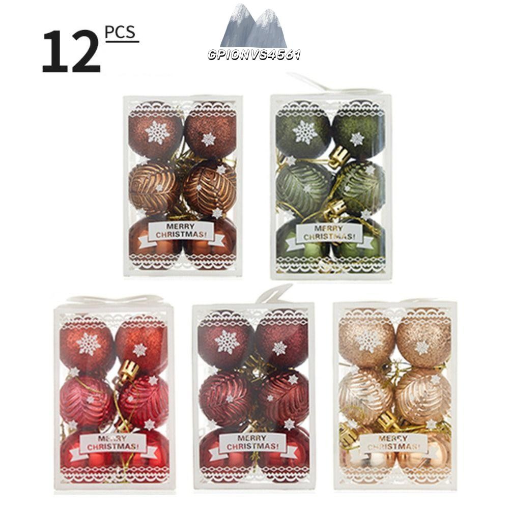 Gpionvs4561 12PCS ลูกบอลต้นคริสต์มาส, Suspensable พลาสติกคริสต์มาส Ball ชุด, ทนทาน 5 สี 4 ซม.Xmas Baubles บ้าน