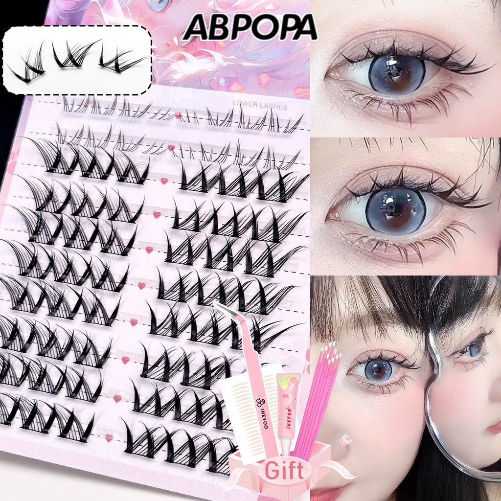 Ineyoo ขนตาปลอม Soft Light เซ็กซี่ High-end Layering Messy Stylesegmented 64 ชิ้น/เซ็ต