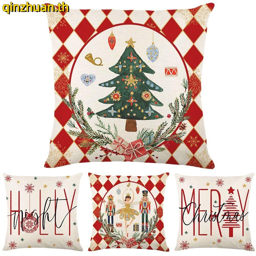Qinzhuan คริสต์มาสเบาะรองนั่ง,กัญชา 45x45 ซม.เบาะ,Merry Christmas Snowflake Xmas Monogramหมอนกลางแจ้งในร่มตกแต่งบ้าน