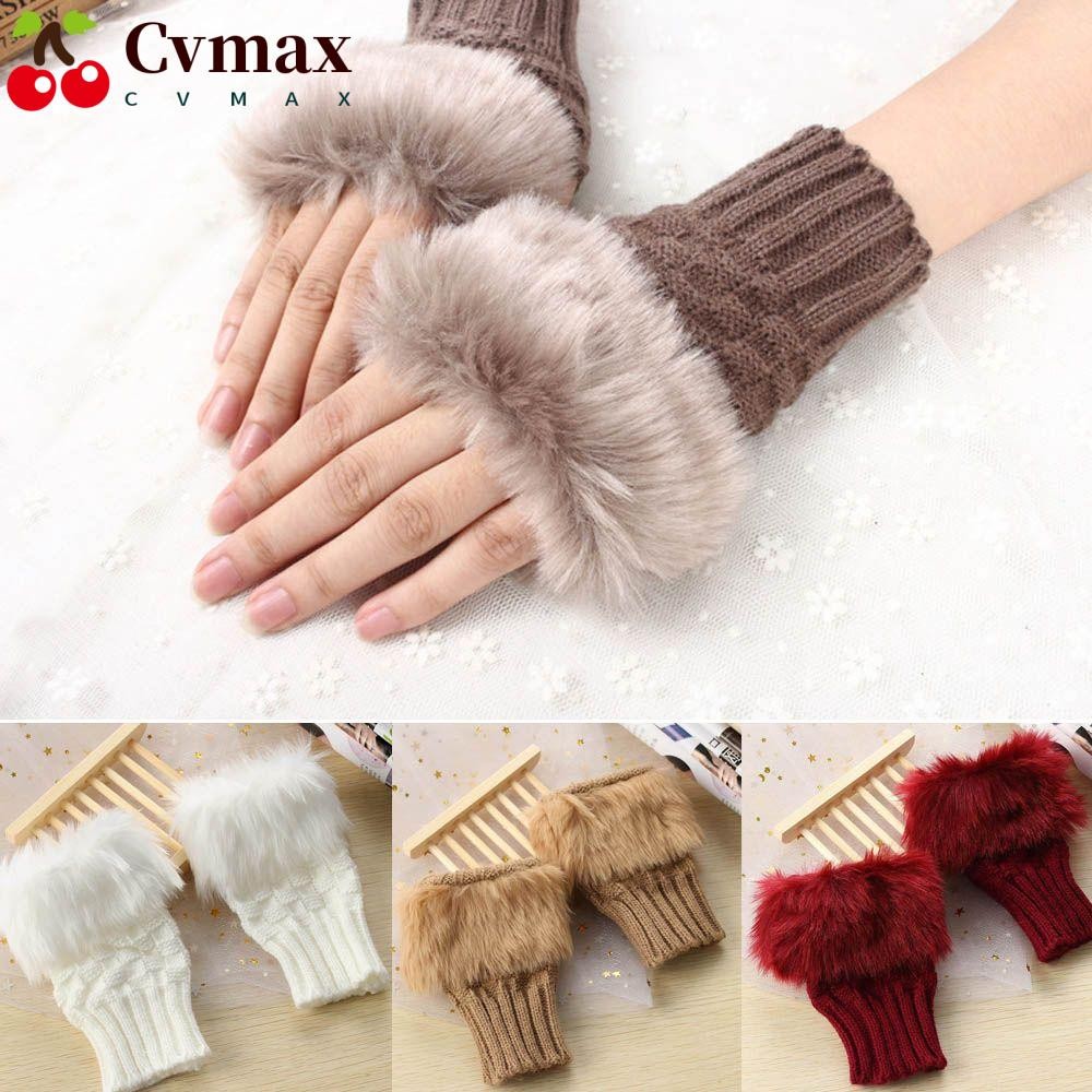 Cvmax Warm Mittens ฤดูหนาวครึ่งนิ้ว Keep Finger ถุงมือถักที่อบอุ่น
