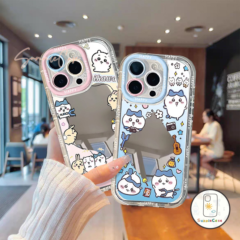 ผิวกระจก เคสโทรศัพท์ Chiikawa สาวอ้วน สำหรับ เคส IPhone 14 15 16 12 13 11 Pro Max 8 7 Max X XS XR Pl