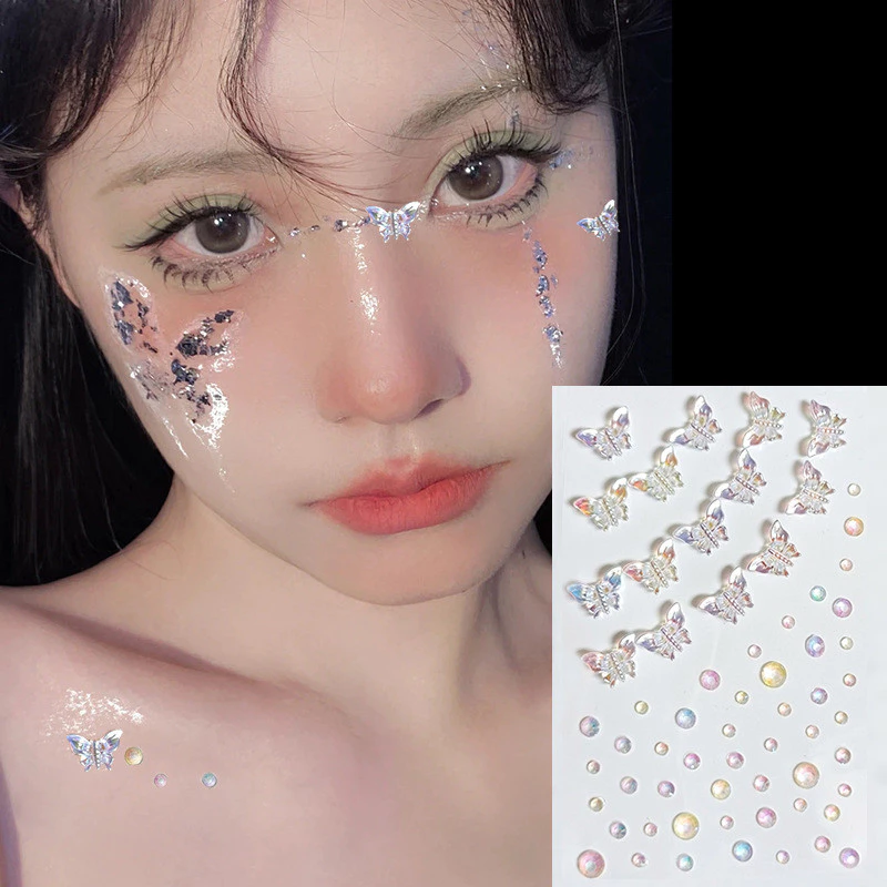 COD-ในไทย💖สติกเกอร์เพชร DIY รูปผีเสื้อดอกไม้3D คริสตัลออโรร่าสีสันสดใส ตกแต่งใบหน้า สำหรับผู้หญิง เครื่องประดับแฟชั่น-Kr thumbnail 5