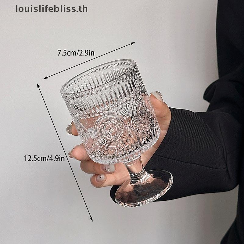 Louislifebliss สไตล์เกาหลีแกะสลักนูนถ้วยแก้ว Goblet ขนาดเล็กสําหรับ Soju สาเกเหล้าสั้น Stemmed แก้วใหม่ - รูปที่ 3
