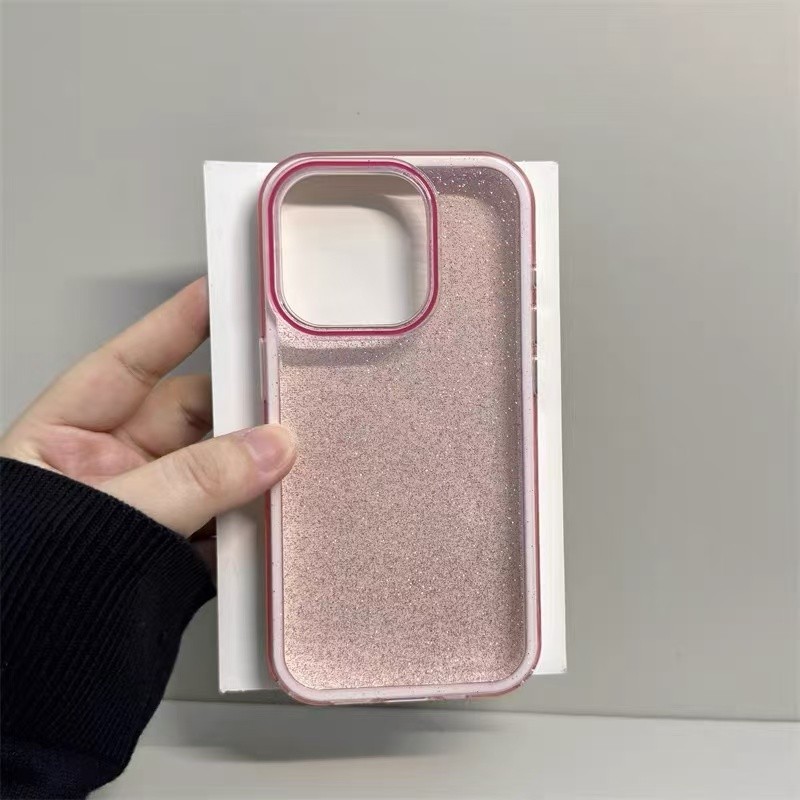 หรูหรา 2-in-1 กึ่งโปร่งใส Glitter อะคริลิคเคสโทรศัพท์สําหรับ IPhone 16 Pro Max 15 14 13 12 11 16 Plus ปลอกกันกระแทกเลนส์กล้องป้องกัน Hard ฝาหลัง IPhone