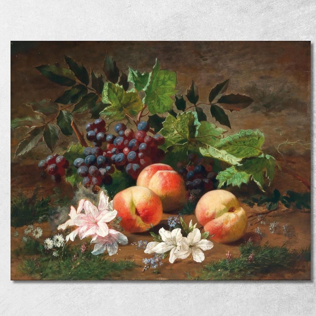 A Forest Still Life With Peach And Grapes Henri Rousseau, hrs2 ภาพพิมพ์บนผ้าใบแคนวาส