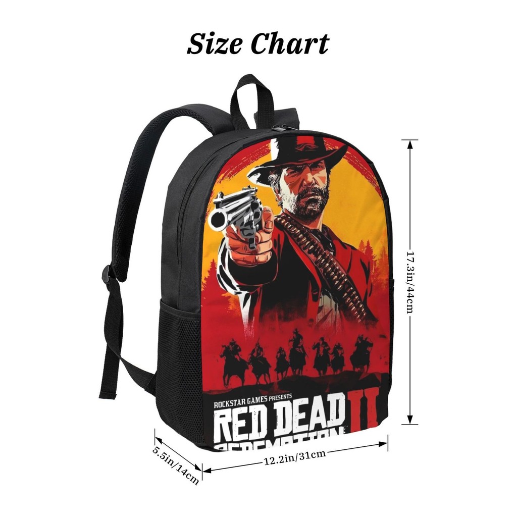 Red Dead Redemption 17in กระเป๋าเป้สะพายหลังน้ําหนักเบาเรียบง่าย