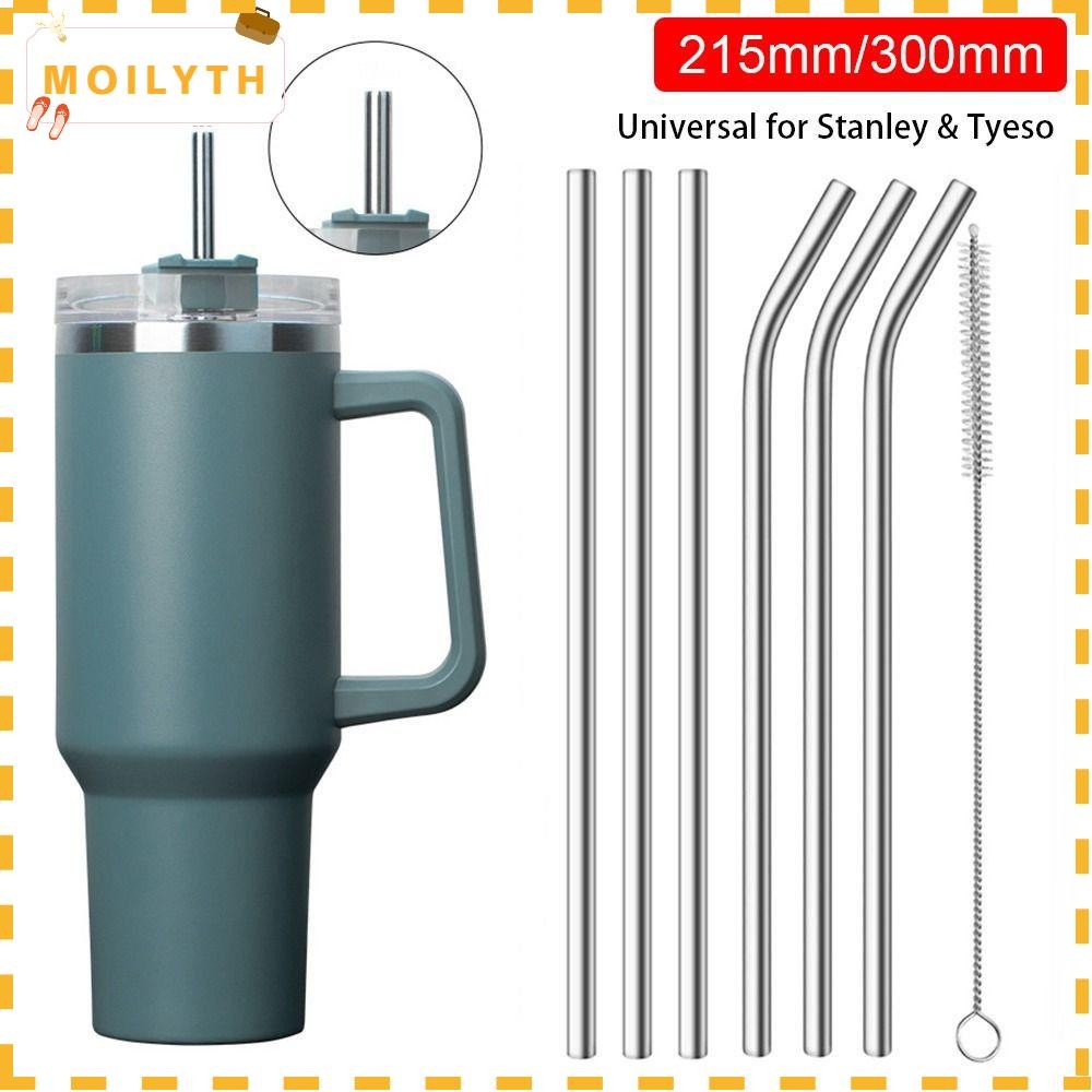 Moilyth 1 ชิ้นถ้วยฟาง, 6 มิลลิเมตร 8 มิลลิเมตรเงินหลอดสแตนเลส, ทนทานตรง Bent ดื่มนํามาใช้ใหม่เปลี่ยนหลอดสําหรับ 30 ออนซ์ 40 ออนซ์ Tyeso ถ้วย