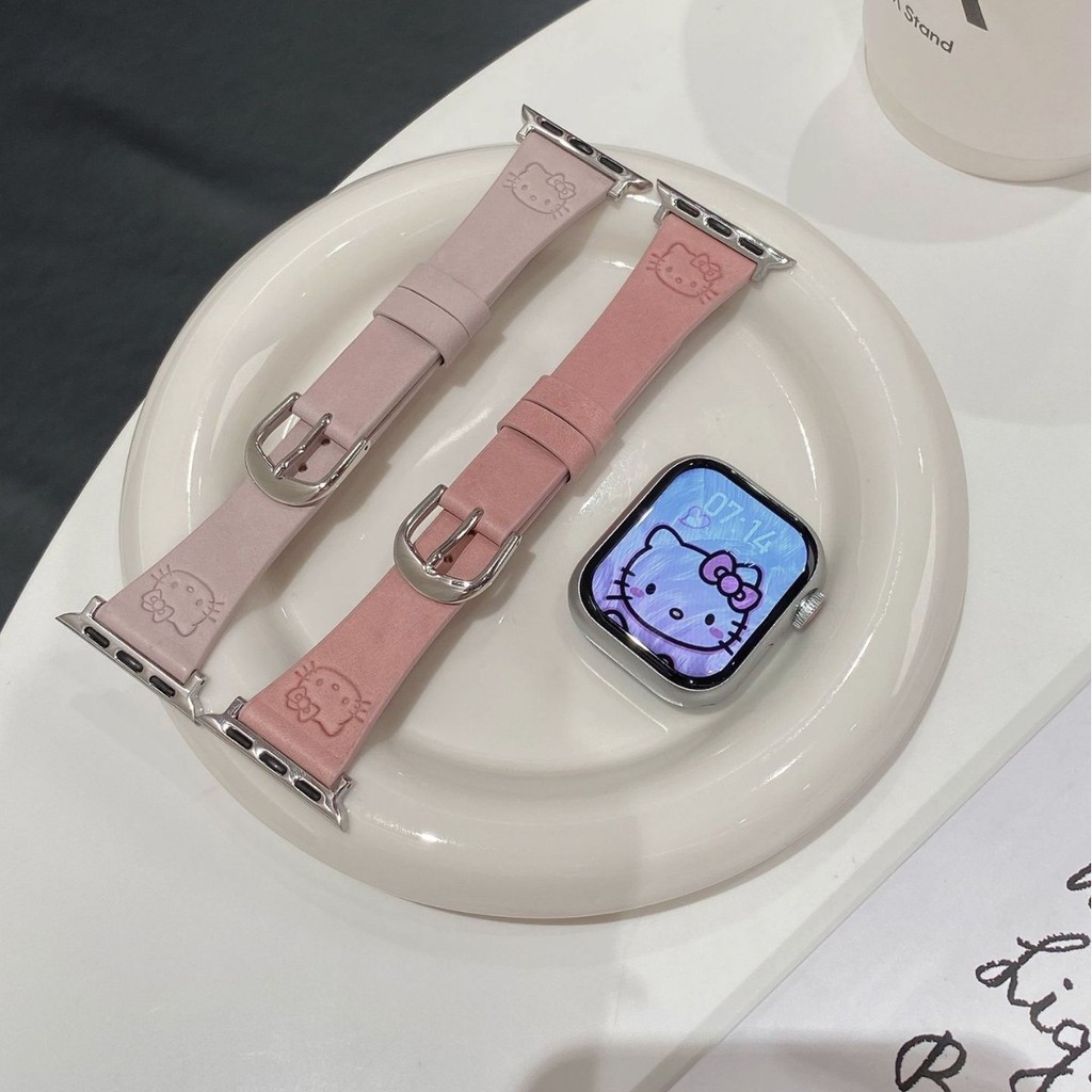 สายนาฬิกาผู้หญิงลายแมวน่ารักเหมาะสำหรับ iwatch10 Apple watchs9