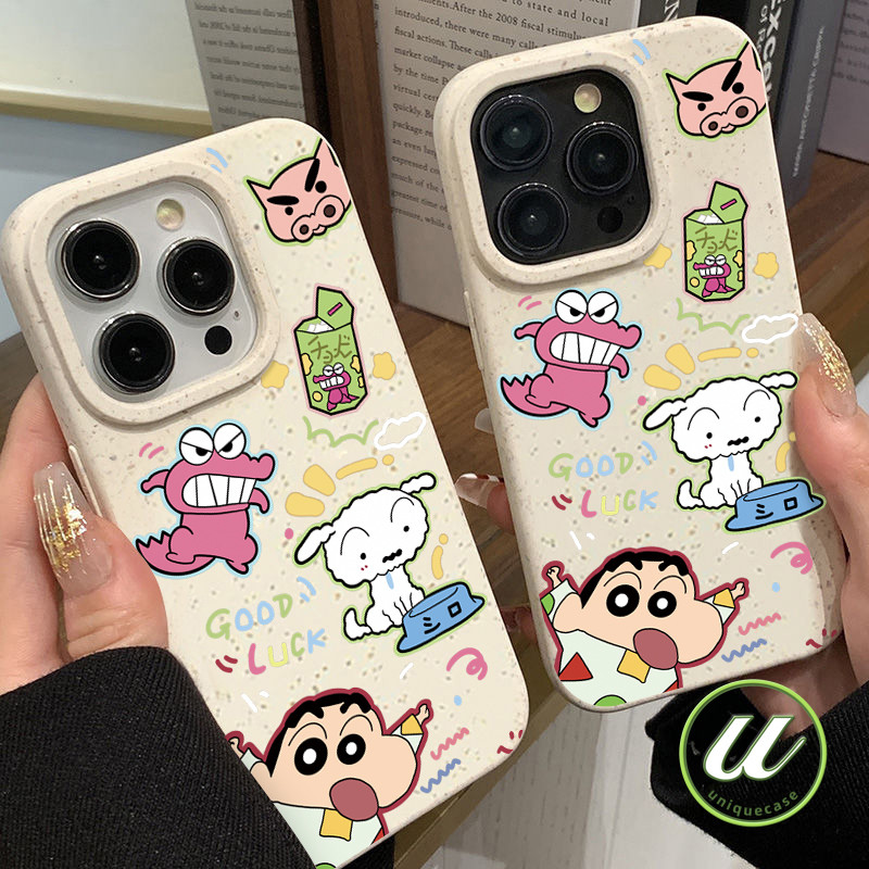 การ์ตูนน่ารักสีเทียนคางชานจระเข้กราฟิติสีสัน เคส IPhone 16 12 15 11 14 13 Pro Max 16 15 7 14 8 Plus 7Plus XR X XS Max SE