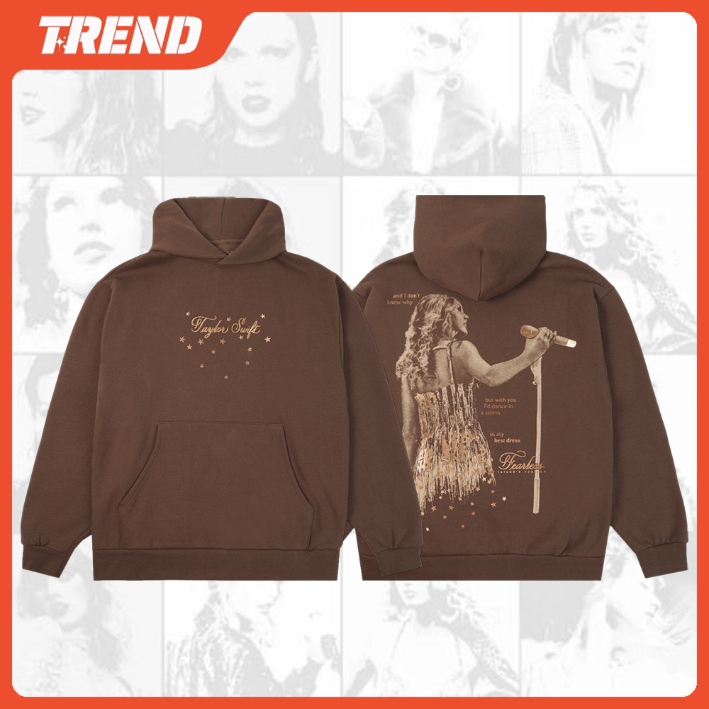 Taylor Swift FEARLESS (รุ่น Taylor) Merch Hoodie DANCE ใน STORM" พิมพ์เสื้อกันหนาว Plus ขนาดผู้ชายและผู้หญิงฤดูใบไม้ร่วง/ฤดูหนาววินเทจแฟชั่นหลวมสบายๆเสื้อสวมหัวด้านบน