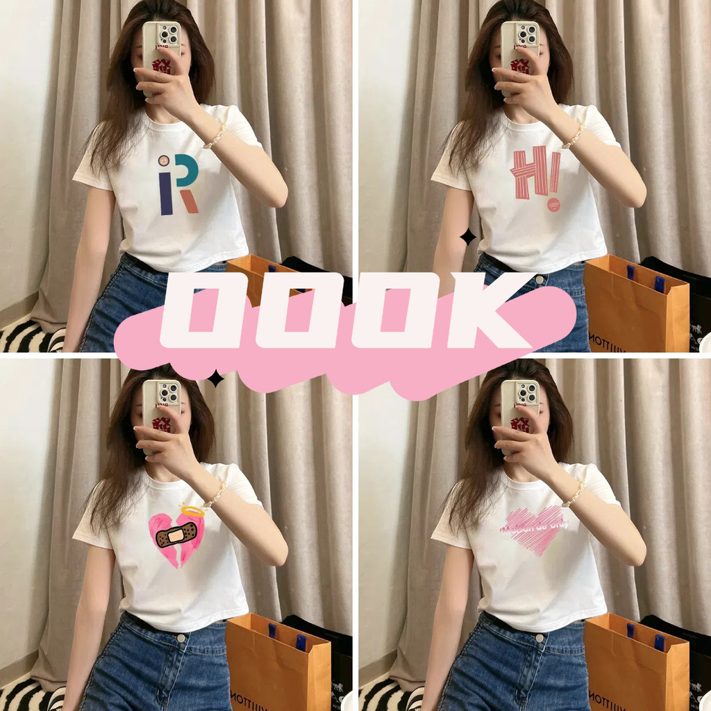（จัดส่งตลอด 24 ชั่วโมง）OOOK เสื้อยืดแฟชั่นผู้หญิงลายการ์ตูนน่ารักเวอร์ชั่นเกาหลี