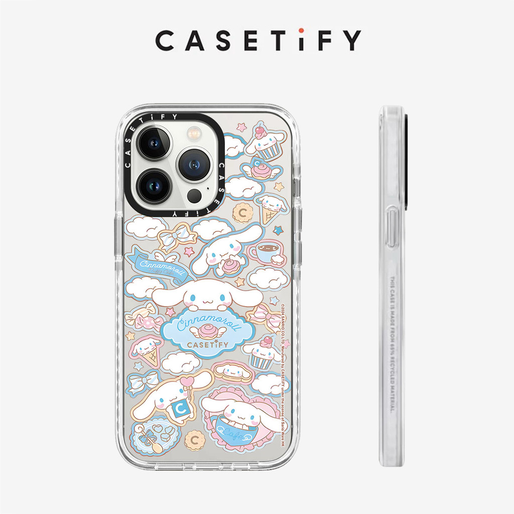 โปร่งใส Cinnamoroll สติกเกอร์ Anti fall เคสโทรศัพท์สําหรับ IPhone 16 ProMax 16Pro 15 ProMax 15 16 14 13 12 11 Pro Max กรณีแพคเกจเต็มรูปแบบ shock-absorbing frosted ฝาหลัง