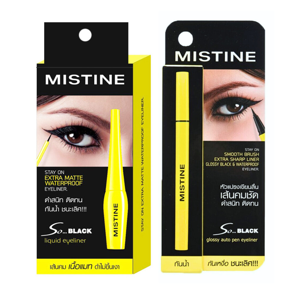 มิสทีน So Black อายไลเนอร์ หัวจุ่ม หัวพู่กัน กันน้ำ ติดทน Mistine Eyeliner Matte Eyeliner