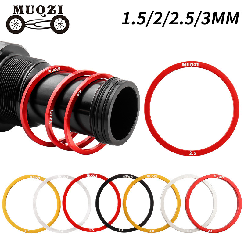 Muqzi 5PCS จักรยานวงเล็บด้านล่างเครื่องซักผ้า 1.5 มม.2 มม.2.5 มม.3 มม.ปะเก็น Cassette สําหรับ BB68 BB73 BB90 BB92 ด้านล่างปรับ Spacer