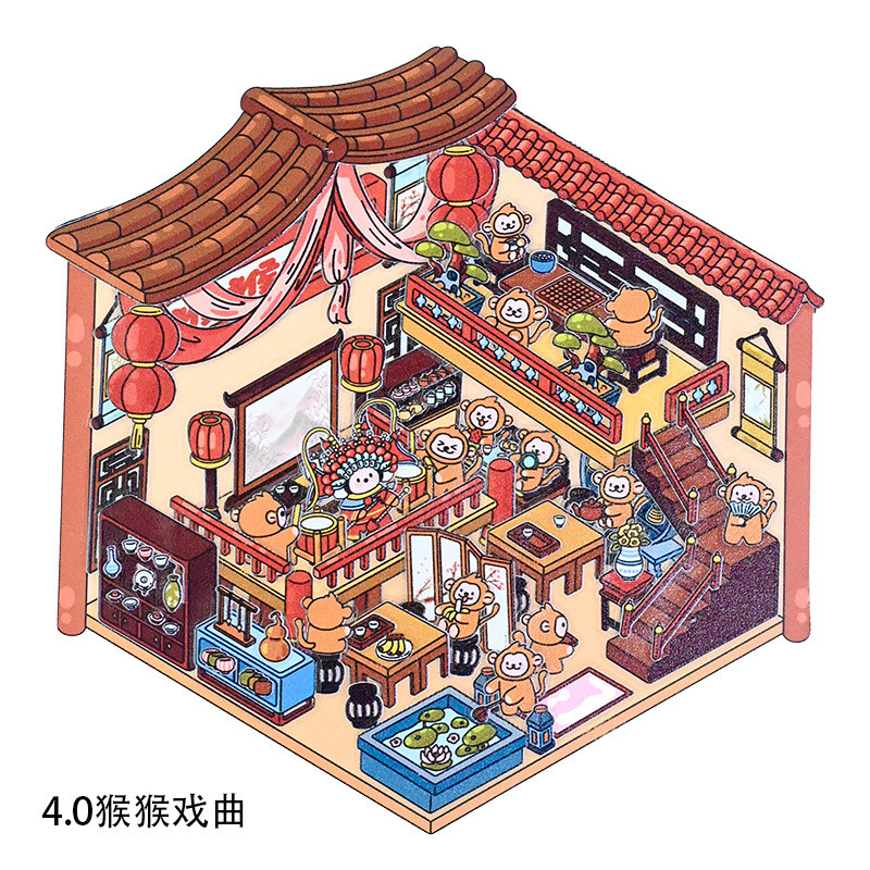 Idako 3D สติกเกอร์ Miniature Storage ภูมิทัศน์ Cabin สติกเกอร์ diy 3D ฉากสติกเกอร์ SS223