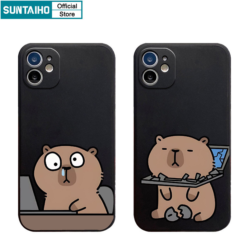 Suntaiho เคสไอโฟน ตลกน่ารักปลอก Capybara รูปแบบเคสโทรศัพท์สําหรับ Iphone 16 15 14 13 12 11 Pro Max IP 7 8 Plus Iphon X Xs XR Xs Max Silicon Soft Premium กันกระแทกปกหลัง