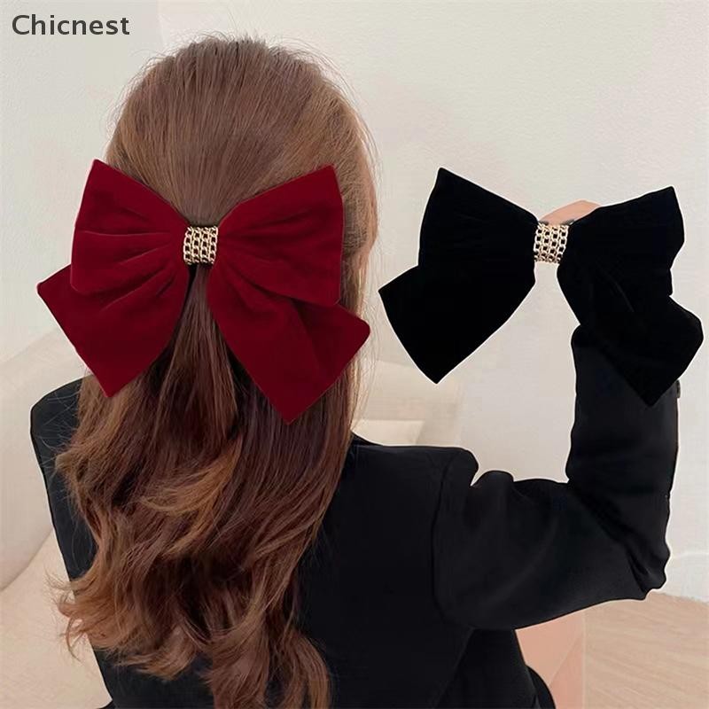 [Chicnest] มาใหม่สีแดงขนาดใหญ่โบว์กิ๊บติดผมผู้หญิงสาวเกาหลีหวานกลับศีรษะฤดูใบไม้ผลิคลิปหมวกอุปกรณ์ผมบูติก