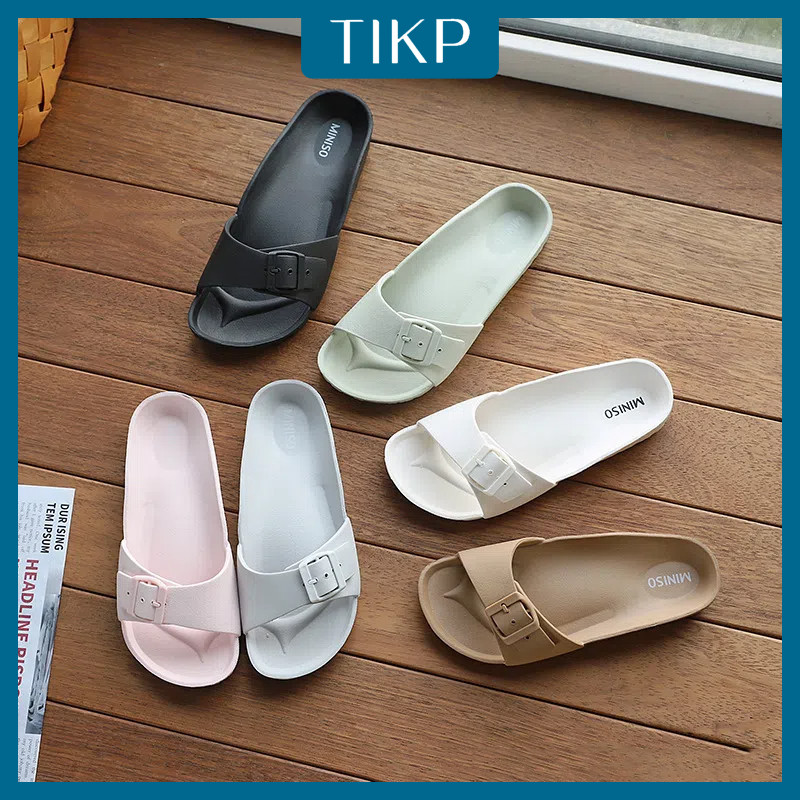 Tikp รองเท้าแตะหัวเข็มขัดเดี่ยว EVA แฟชั่นทนต่อการสึกหรอ Simple Anti-Slip Fingerless สบาย size35-40