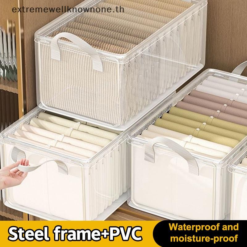 Ewth ขนาดใหญ่ความจุตู้เสื้อผ้าเสื้อผ้าพับ Layered Organizer บ้านโปร่งใสกล่องเก็บถุงเท้าเสื้อผ้า EWTH