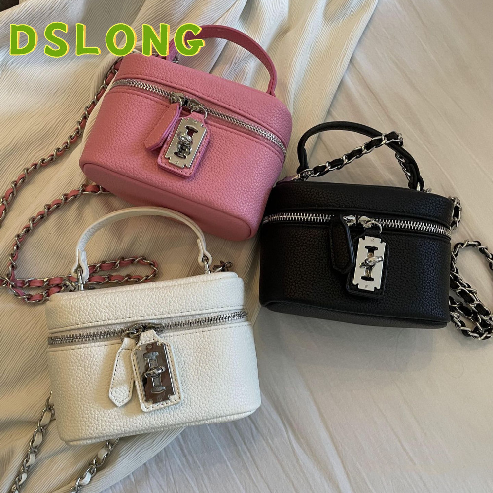 DSLONG กระเป๋าสะพายไหล่ ทรงสี่เหลี่ยม แต่งสายโซ่คล้อง ขนาดเล็ก เหมาะกับใส่เหรียญ โทรศัพท์มือถือ แฟชั่นสําหรับสตรี