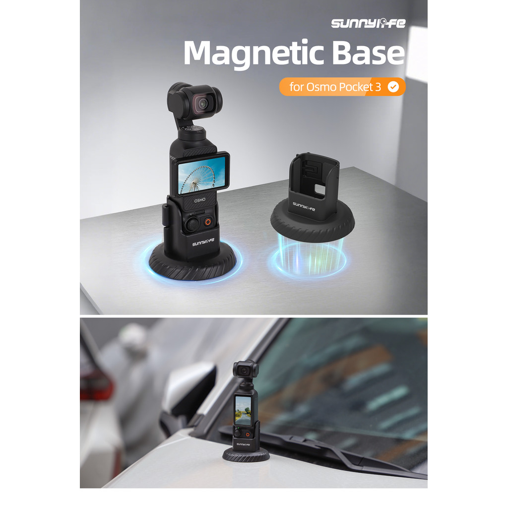 Sunnylife สำหรับ DJI Osmo pocket 3 ฐานแม่เหล็กกลางแจ้ง vlog ยืนเดสก์ท็อปฐานปล่อยอย่างรวดเร็ว