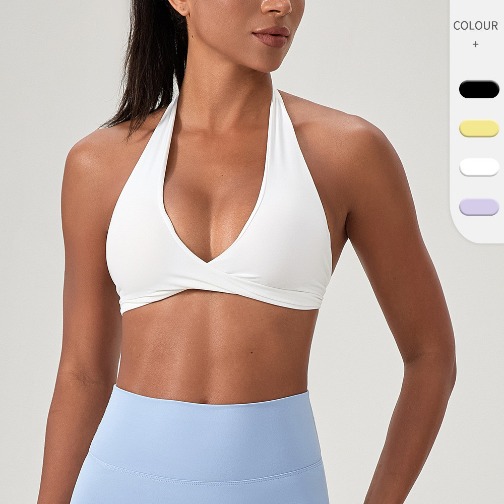 Shamzu โยคะ Bra ผู้หญิง Halter คอสวยกลับวิ่งฟิตเนสชุดชั้นในเซ็กซี่กีฬาเสื้อกั๊ก