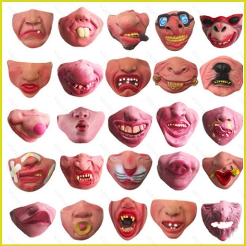 St5 หน้ากากตลกผู้ใหญ่คอสเพลย์ตกแต่งฮาโลวีน Latex Clown Half Face Horrible หน้ากากน่ากลัว Masquerade 