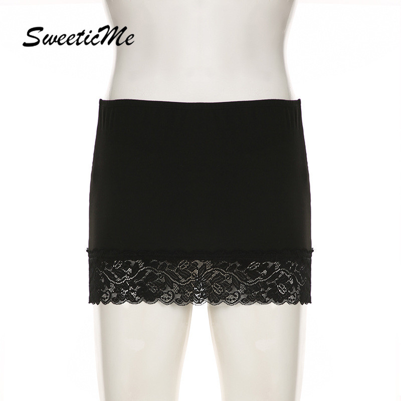 SweeticMe กระโปรงมินิแฟชั่นลําลองลูกไม้เซ็กซี่ทรงเข้ารูป — صورة 7