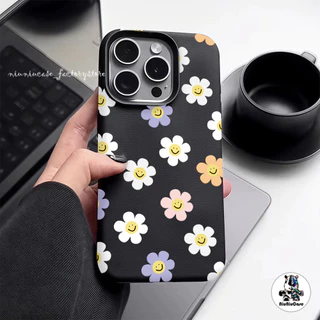เคส For iPhone 13 เคสหนังเนื้อนิ่มสีแคนดี้ ดอกไม้น่ารัก For iPhone 15 16 13 14 12 11 Pro Max XS XR 7 8 Plus เคสหนัง Case